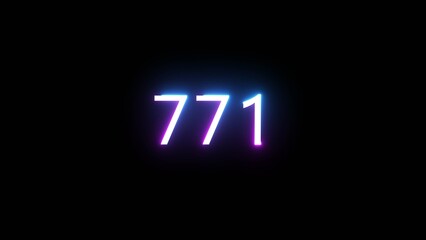 Glowing neon number.  Neon counting  number on black background. Neon countdown number illustration. 