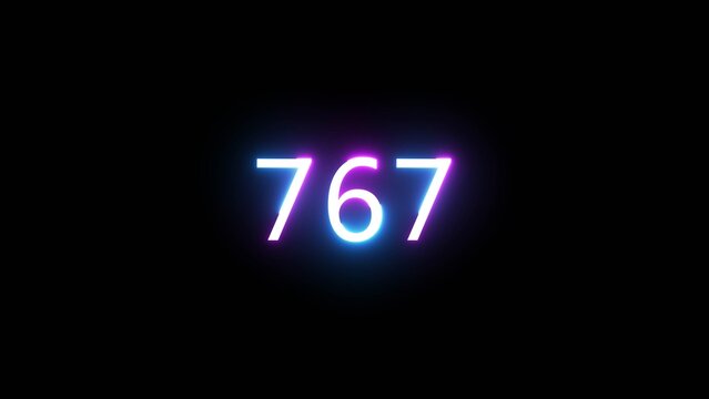 Glowing neon number.  Neon counting  number on black background. Neon countdown number illustration. 