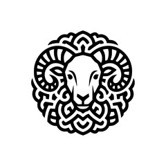 Fototapeta premium Ram head logo with circular ornament