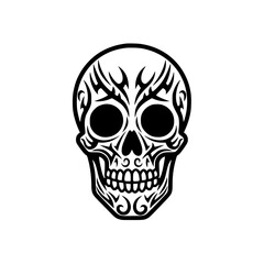 Obraz premium Tribal skull logo with ornamental tattoo style patterns.