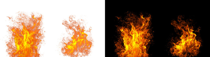 Fototapeta premium PNG image of&nbsp;Intense yellow and orange flames captured showing rising heat and flickering embers on transparent background