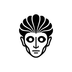 vector illustration of a stylized human face featuring a decorative fan-like or shell crown.