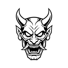 Fototapeta premium Japanese Hannya mask vector illustration for logo or tattoo design.