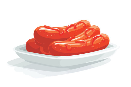 Currywurst presented on dish isolated