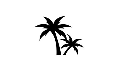 Fototapeta premium Two black palm tree silhouettes on a white background.