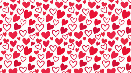 Seamless pattern of red hearts on a white background, romantic love motif for Valentine's Day, weddings, and romantic design projects