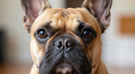 Obraz premium Close-up of a French Bulldog with Intense Gaze.