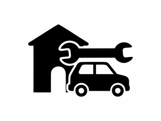 Home Car Repair Service and Garage Maintenance Icon Vector
