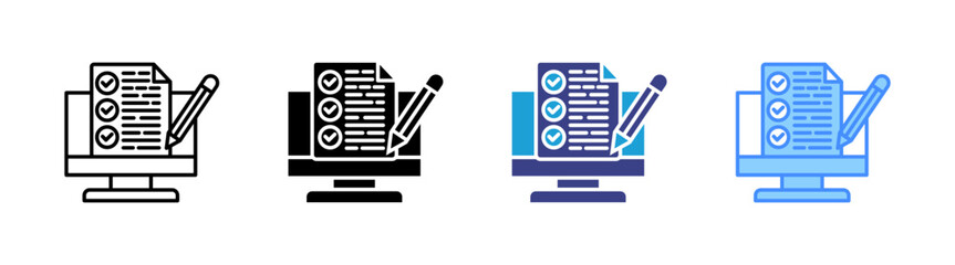 Online Survey icon set multiple style collection