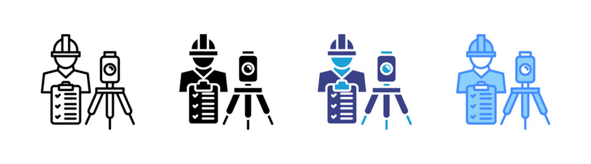 Surveyor icon set multiple style collection