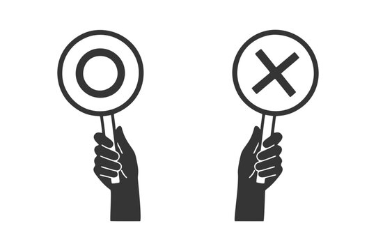 〇&times;札を持つ手のシルエットアイコン