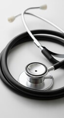 Close-up of a Stethoscope on a White Background for Medical Use.