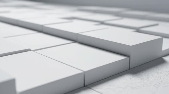 Abstract white rectangular 3D blocks grid pattern design