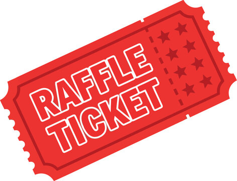 Red raffle ticket for chance event or lottery game illustration simple graphic design vector