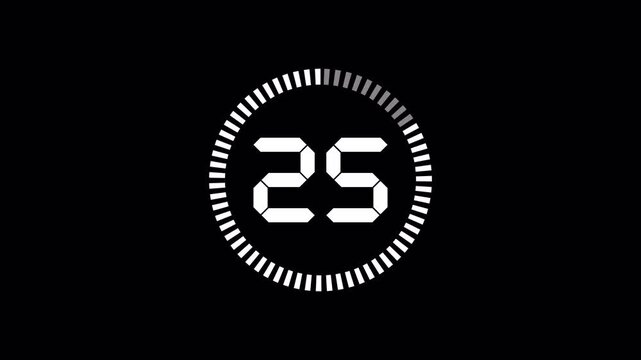 30 second digital countdown timer with with circular progress bar, perfect for workout intervals, game timers, or tech presentations. 4K video