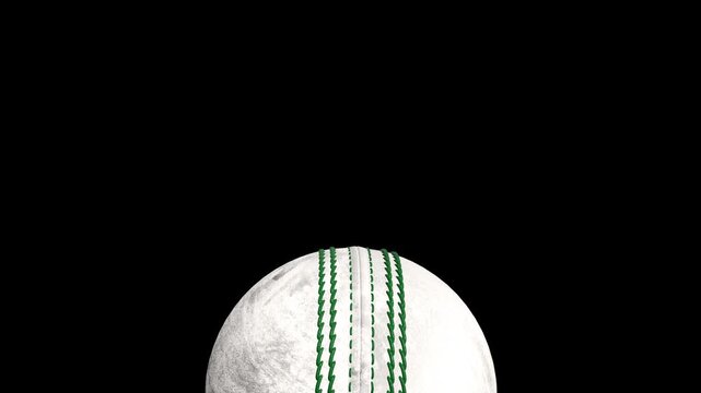 Rough White Leather Cricket Ball Animation Video with Green Seam for Sports Advertisement and Motion Graphics