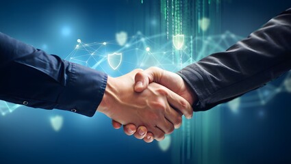 Business Agreement and Partnership Concept with Digital Background