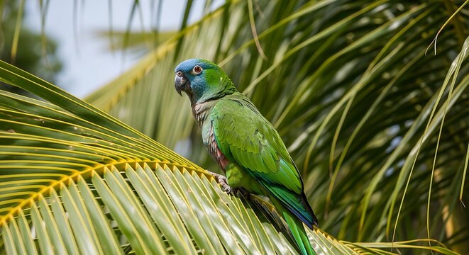 A vibrant Blue-headed Macaw (or a similar mini-macaw species).