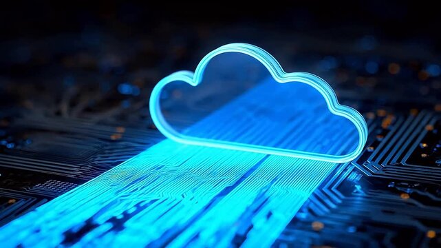 Cloud computing symbol on circuit board