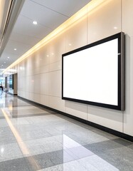 Mock up large blank horizontal billboard in metal frame with clipping path on the beautiful wall in walkway of building, empty space for insert advertising or media