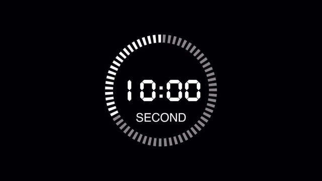 15 second digital countdown timer with circular progress ring, Ideal for high-intensity interval training (HIIT), presentation segments, quiz countdowns, and short social media clips. 4k video