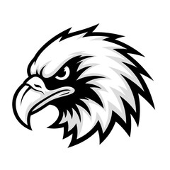 Obraz premium Stylized Eagle Head Profile Black and White Graphic Illustration