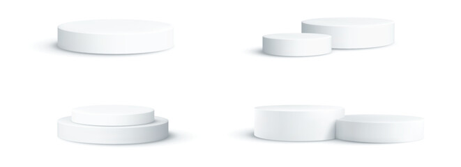 Empty realistic podium, modern pedestal and platform.