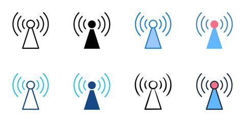 Radio communication icons set multiple style collection. Editable stroke 

