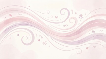 Elegant Wavy Abstract Background with Subtle Swirls and Delicate Ornaments in Pastel Tones.
