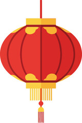 Obraz premium Traditional Red Chinese Lantern with Yellow Accents and Tassel Hanging