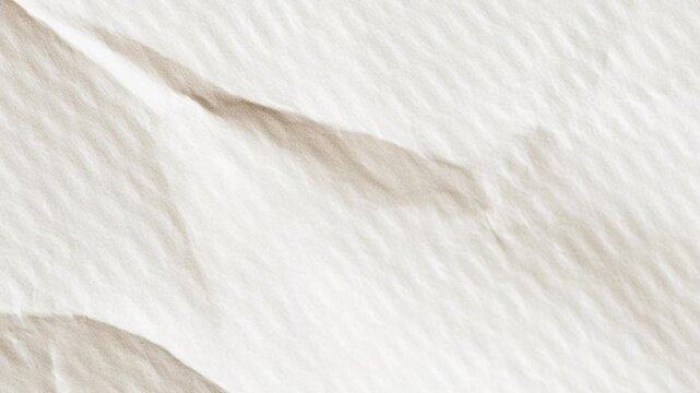 White crumpled paper background texture. Stop motion animation. Seamless looping.Close up of a crumpled piece of white paper showing texture and subtle shadows across the surface.