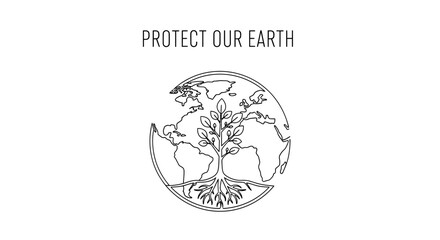 Obraz premium Protect Our Earth: Tree of Life growing from the planet