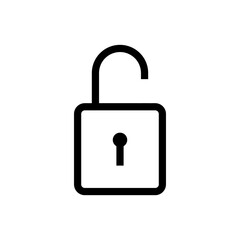 Open Padlock Icon Vector &ndash; Secure Access, Unlock Symbol for Cyber Security, Privacy Protection, Data Access and Web Authentication Interface Design