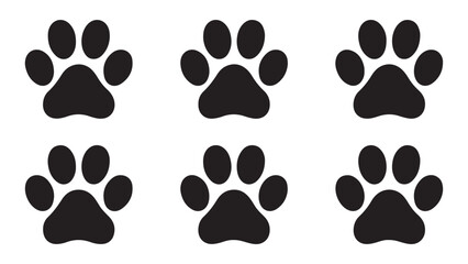 Feline footprint collection featuring black animal paw prints arranged in symmetric rows for graphic designs © Sen
