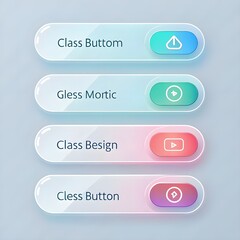 Glassmorphic UI Buttons Set Pastel Gradient Neon Glow Modern App Elements