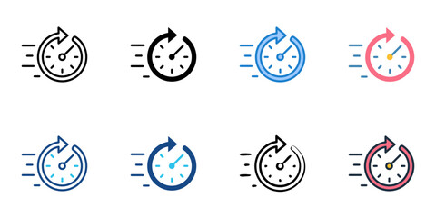 Rapid response icons set multiple style collection. Editable stroke 