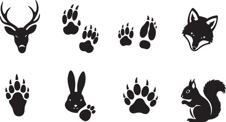 Fototapeta premium Animal Footprint Track Elements for Tracking