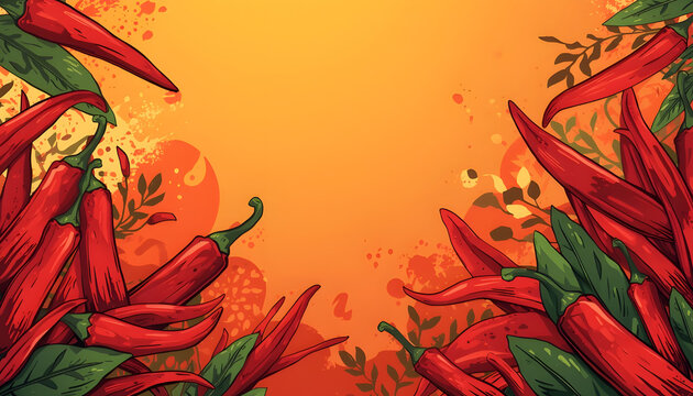 red chili cooking ingredient illustration background