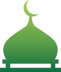 Green Mosque Dome with Crescent Moon Icon &ndash; Islamic Architecture Symbol Vector IllustrationGreen Mosque Dome with Crescent Moon Icon &ndash; Islamic Architecture Symbol Vector Illustration