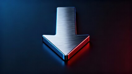 Sleek Metallic Arrow: A Modern Directional Symbol with Neon Acce