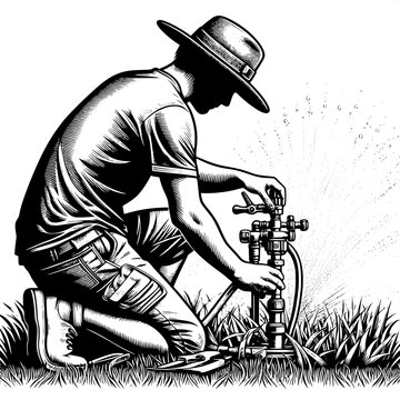 Garden Sprinkler Installation vector SVG 