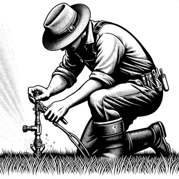 Garden Sprinkler Installation vector SVG 