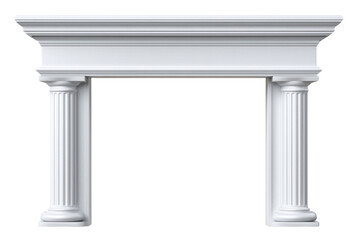Naklejka premium Classic white fireplace mantel with fluted columns