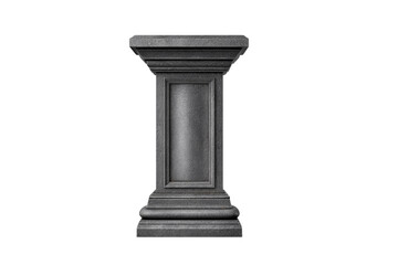 Classic stone pedestal column with ornate details on isolated background