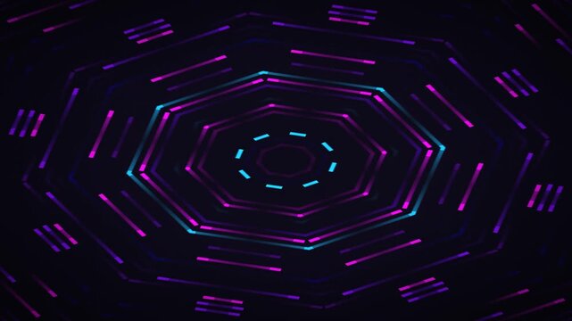 Cyberpunk pixel rain animation with neon color palette and dramatic vignette overlay. Futuristic digital background suitable for hacking theme, tech branding, esports intro, and sci-fi presentation.