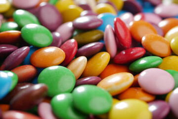 Colorful candy pieces scattered on a surface