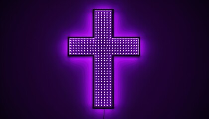 Obraz premium Illuminated Cross: A striking illuminated cross glows brightly against a deep background, symbolizing faith and spiritual devotion.