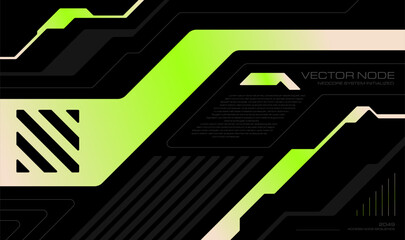 Futuristic Green Neon Tech Background Design. Abstract Cyber Tech Frame with Green Accent.