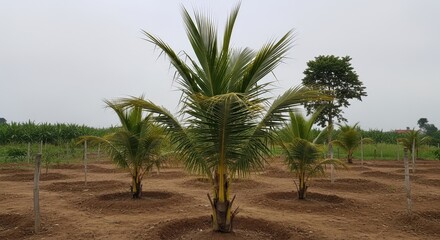 Fototapeta premium Coconut Palm Plantation - A Vision of Sustainable Agriculture and Tropical Beauty.