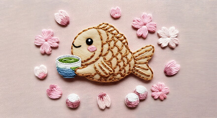 Cute Japanese dessert themed digital illustration perfect for stickers, cafe branding, merchandise, and sweet food designs.